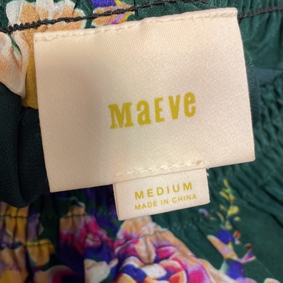 NWOT Maeve by Anthropologie Green Floral Silk Blouse M - Picture 5 of 6